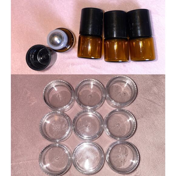 TSA‎ Lot Mini Amber Roller Bottles Clear Plastic Travel Containers Cosmetic Size - Picture 1 of 5